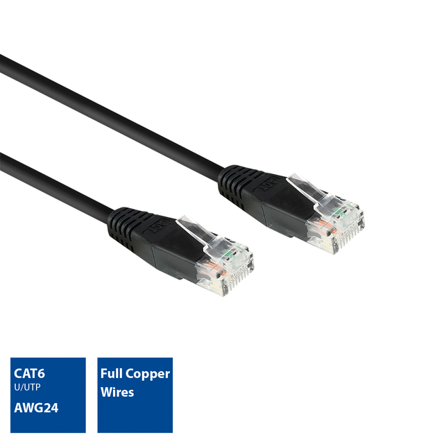 Kabel ACT CAT6 Network koper 2 meter zwart