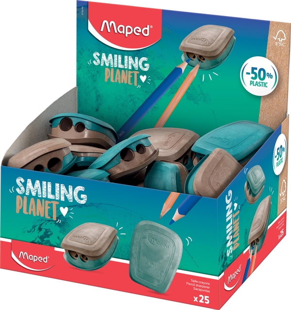 Puntenslijper Maped Smiling Planet 2-gaats display à 25 stuk