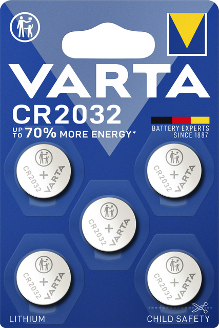 Batterij Varta knoopcel CR2032 lithium blister à 5stu