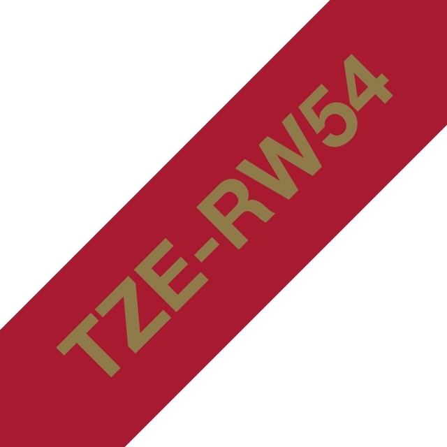Labeltape Brother P-touch TZe-RW54 24mm goud op wijnrood