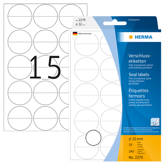 Etiket HERMA 2279 32mm transparant 240 stuks
