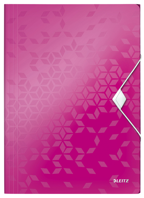3-Flap Folder Leitz WOW  with elastic band PP pink