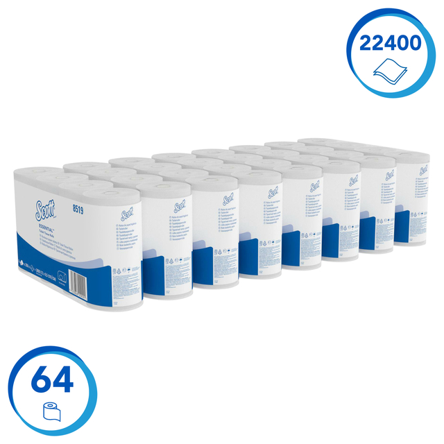 Toiletpapier Scott Essential 2-laags 350 vel wit 8519