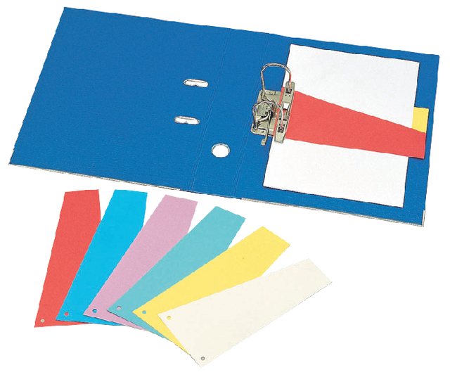 Elba 240x105/55mm trapezium dividers 190gsm card 2 holes blue pack 100