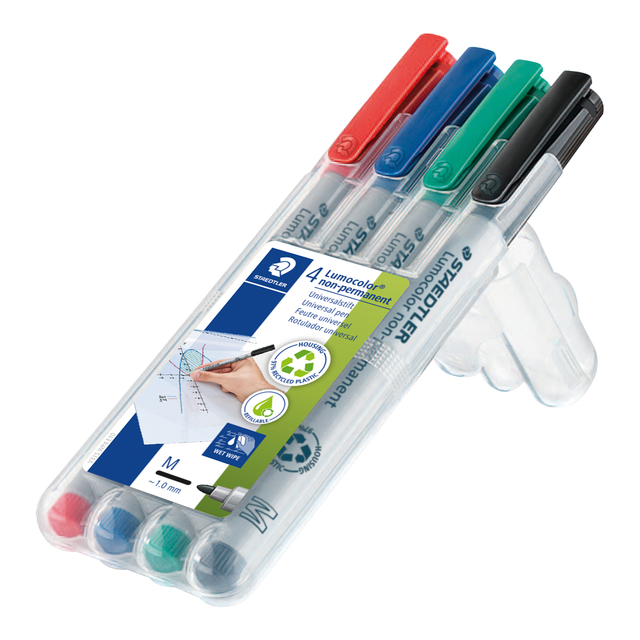 Viltstift Staedtler Lumocolor 315 non permanent M set à 4 stuks assort