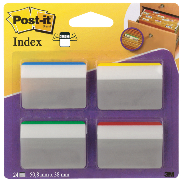 Indextabs Post-it 686A1 38x50.8mm strong curved assorted 24 tabs