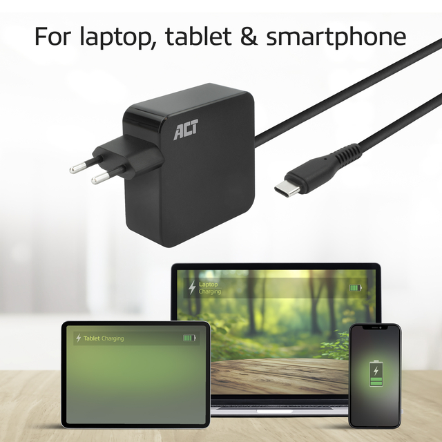 Laptop Oplader ACT USB-C Power Delivery 65W 2mtr