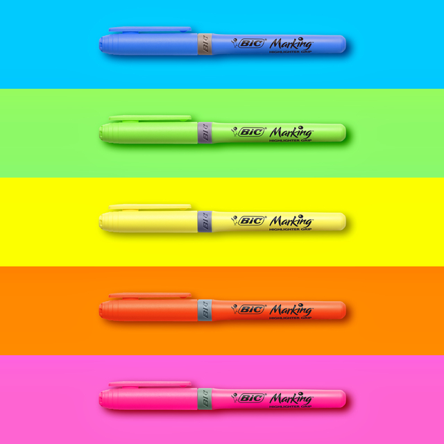 Markeerstift Bic grip Highlight your life assorti blik à 15 stuk