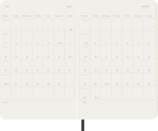 Agenda 2027 Moleskine 12M Planner Weekly 7dagen/1pagina pocket sc black