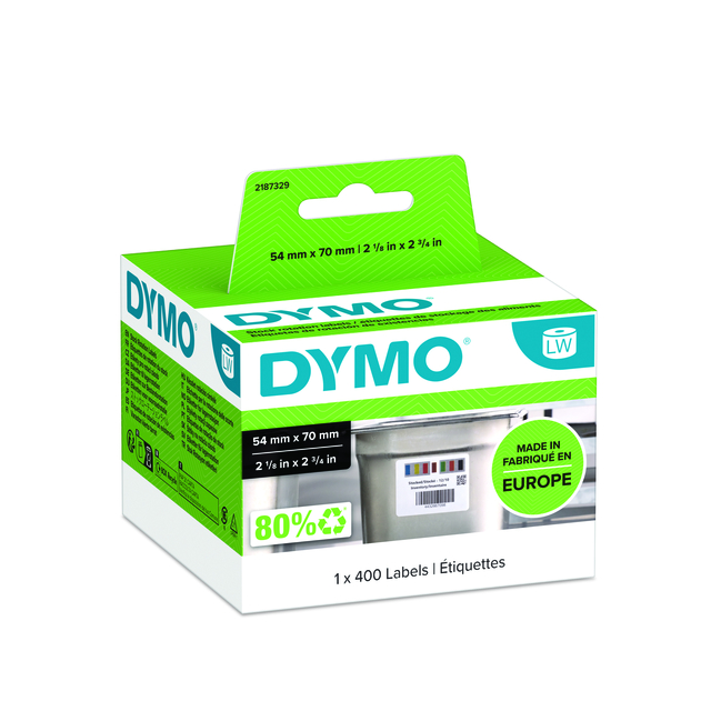 Etiket Dymo LabelWriter voedselhoudbaarheid 54x70mm 1 rol á 400 etiketten wi