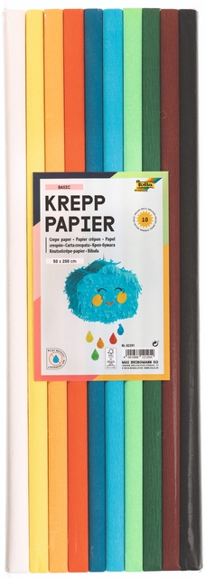 Crêpepapier Folia 50x200cm Basis 10 kleure
