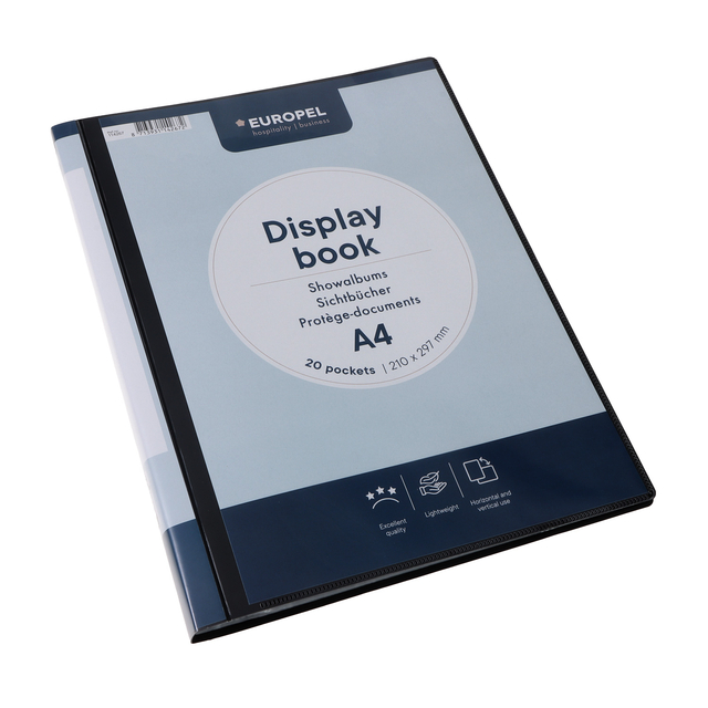 Frontview display book OPUS 2 20 Pockets, black