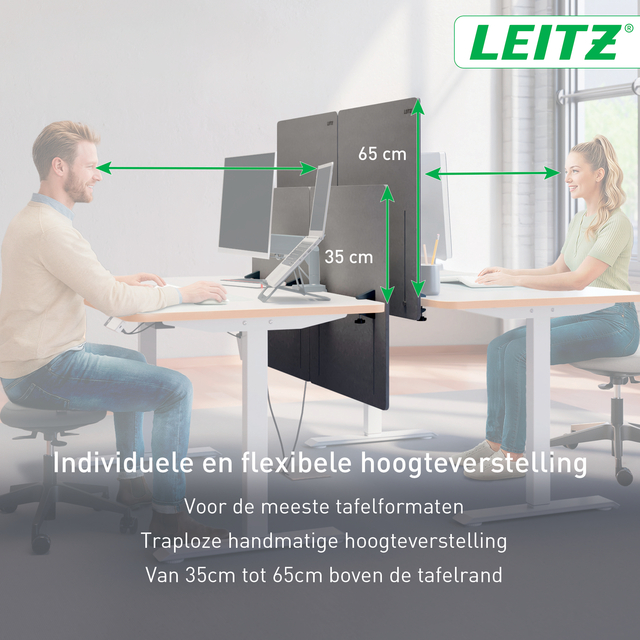 Bureauscherm Leitz in hoogte verstelbaar 70x80cm