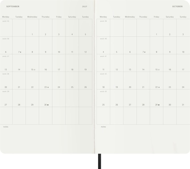 Agenda 2027 Moleskine 18M Planner Weekly 7dagen/1pagina large sc black