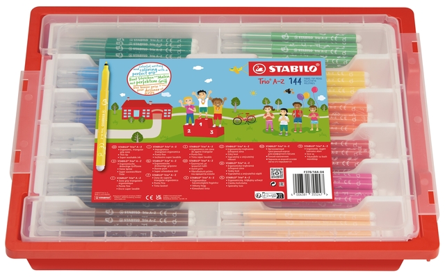 Viltstift STABILO Trio A-Z 378 fijn assorti classpack à 144 stuk