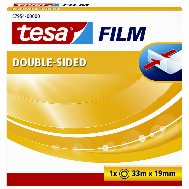 tesafilm double-sided tape, 33m:19mm, transparent