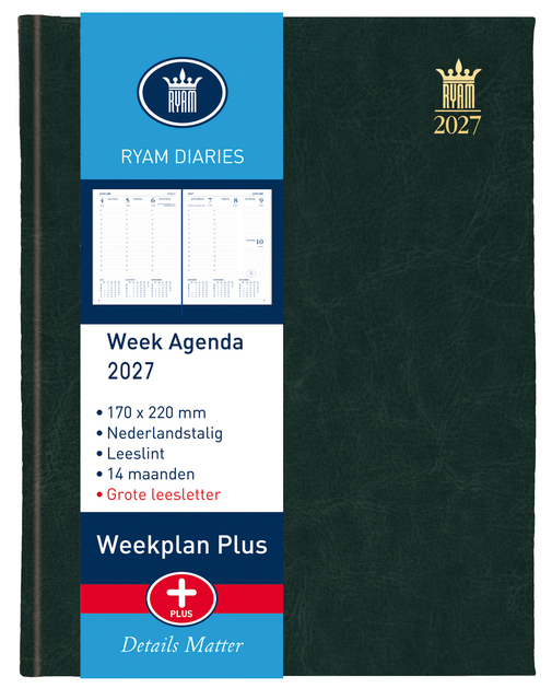 Agenda 2027 Ryam Weekplan Plus Mundior groot letter 7dagen/2pagina's assorti