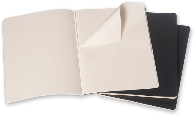 Schrift Moleskine 190x250mm blanco 240 pagina's 70gr zwart set à 3 stuk