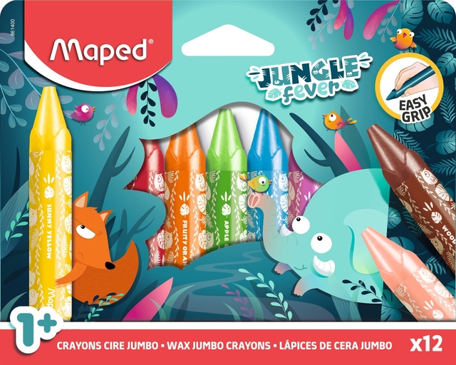 Waskrijt Maped Jungle Fever Jumbo set à 12 kleure