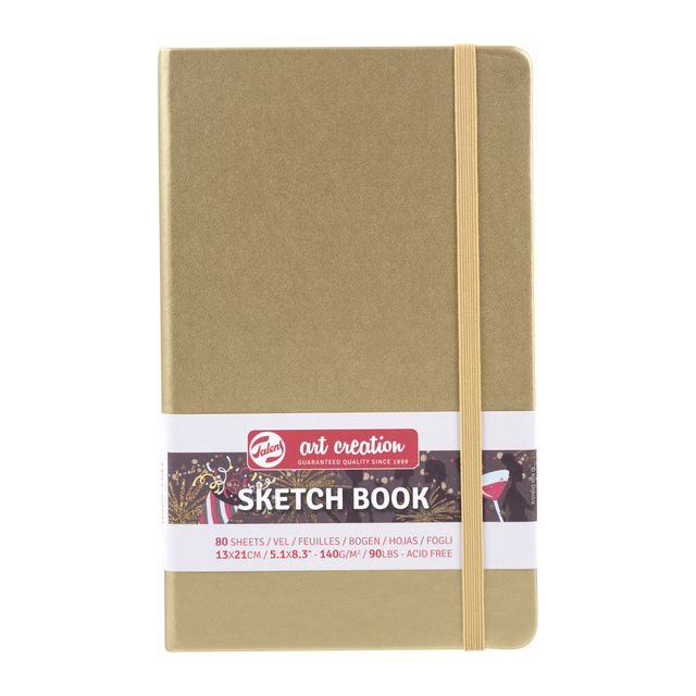 Schetsboek Talens Art Creation 80 witte vellen 140gr 130x210mm witgoud