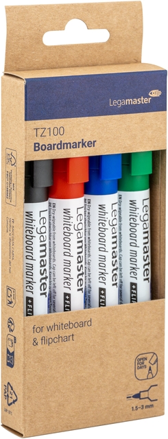 Whiteboardmarker Legamaster TZ 100 rond 1.5-3mm assorti blister à 4 stuks