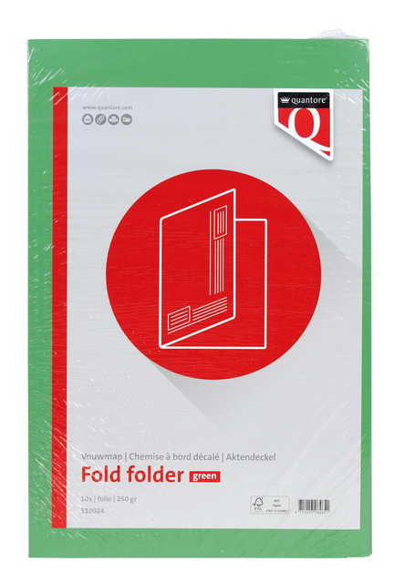 Vouwmap Quantore Folio ongelijke zijde 250gr groen