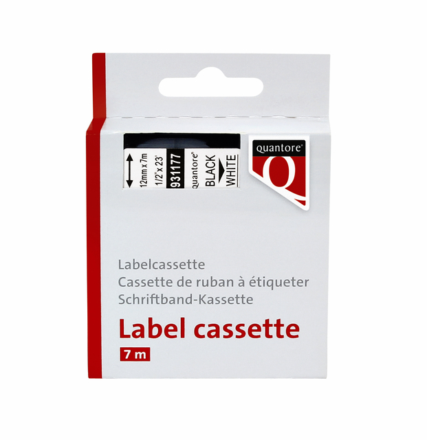 Label cassette Quantore 45013 12mmx7m black on white