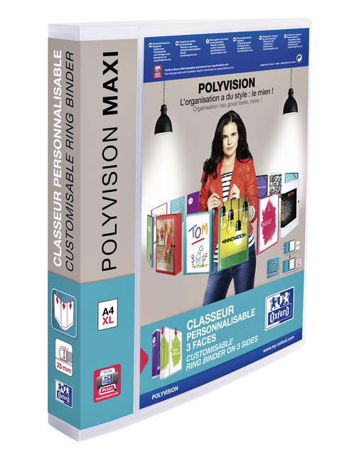 Ring Binder Elba Polyvision Maxivision A4XL 40mm Spine 4 rings translucent Clear