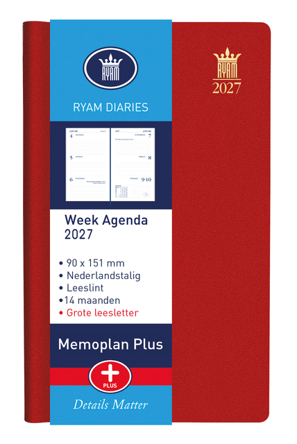 Agenda 2027 Ryam Memoplan 7 Plus Mundior 7dagen/2pagina's assorti