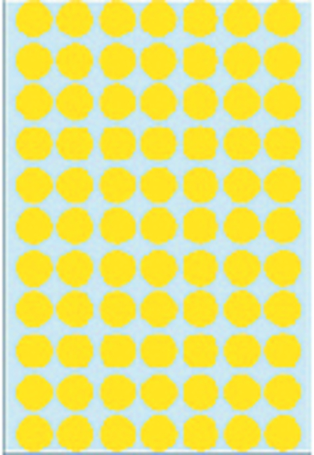Multi-purpose labels / colour dots, Ø 13 mm, round, yellow, permanent adhesion