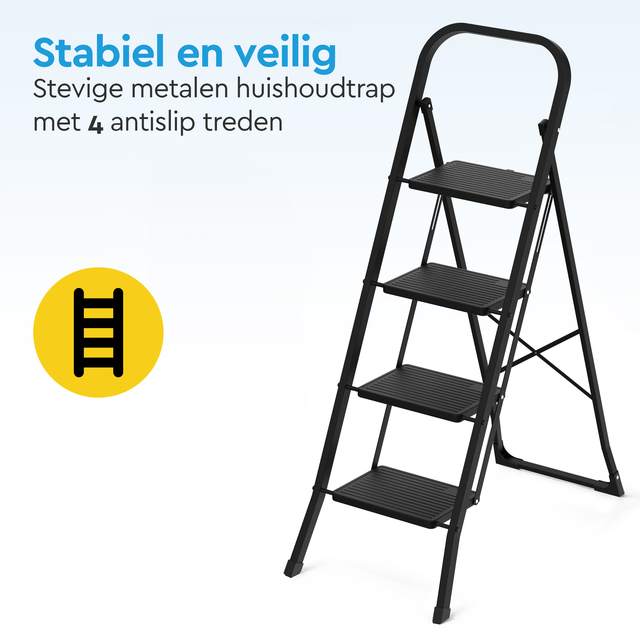 Huishoudtrap BRASQ 4 treden SLM400 zwart