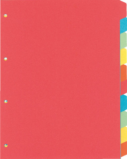 Dividers Kangaro A4 cardboard 180 grs 4 holes 10 tabs assorted