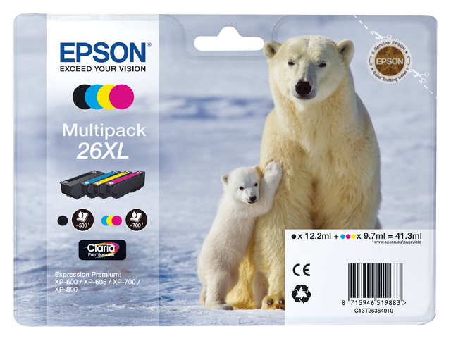 EPSON 26XL ink cartridge black + tri-col