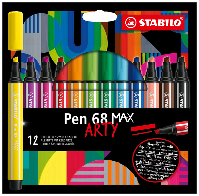 Viltstift STABILO Pen 68 /12 Max Arty assorti etui à 12 stuk