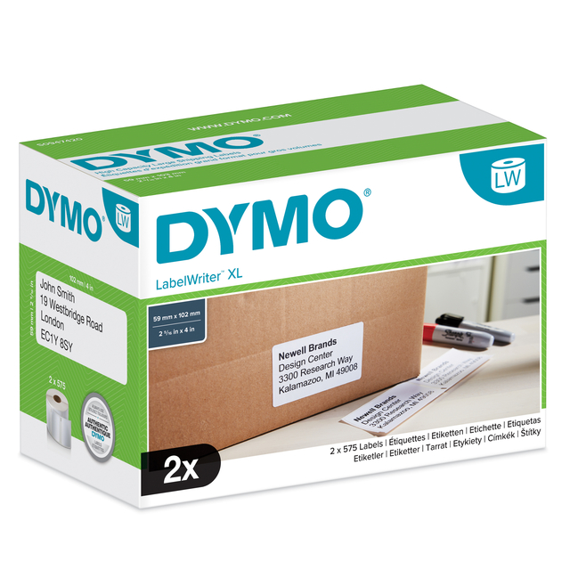 Etiket Dymo LabelWriter 5XL verzendlabel 59x102mm 2 rollen á 575 stuks wi
