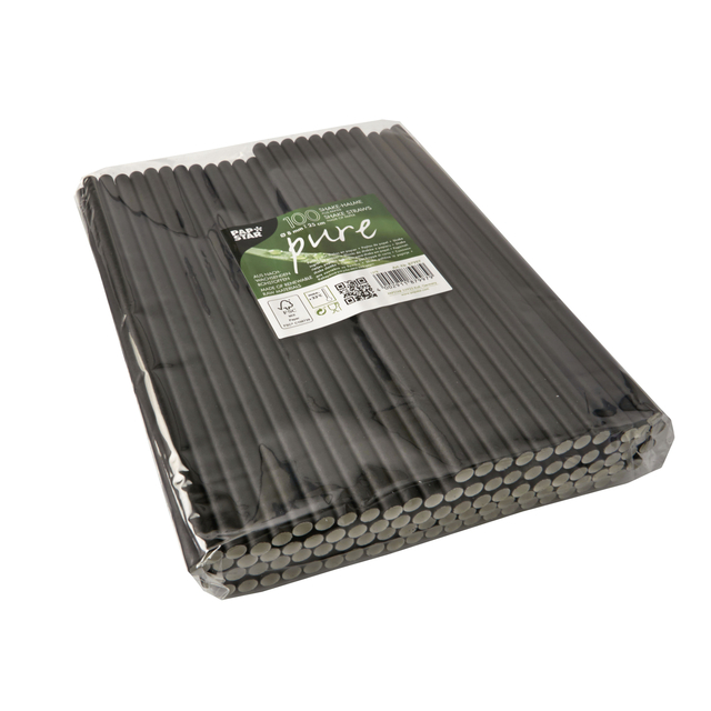 Drinking straw Papstar 250mm paper black 100 pieces