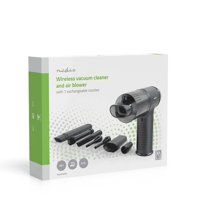 Handstofzuiger / luchtblazer Nedis 90W oplaadbaar zwart