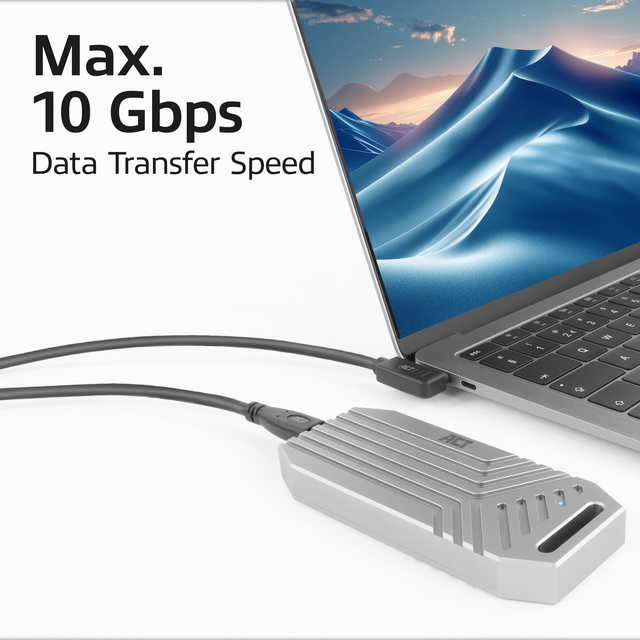 Kabel ACT USB-C standaard naar USB-C hoek 10Gbps 1m