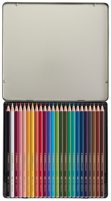 Kleurpotloden STABILO 1624 aquacolor assorti blik à 24 stuk
