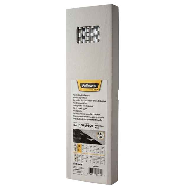 Fellowes Binding Spines 6mm White Pk100