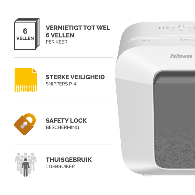 Papiervernietiger Fellowes Powershred LX25 snippers 4x37mm wit