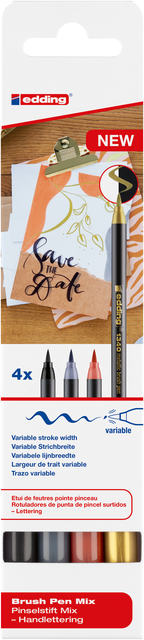Brushpen edding 1340 letteringset assorti set à 4 stuk