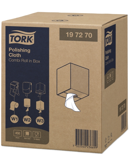 Reinigingsdoek Tork W1-W2-W3 Premium 1-laags 450 vel wit 197270