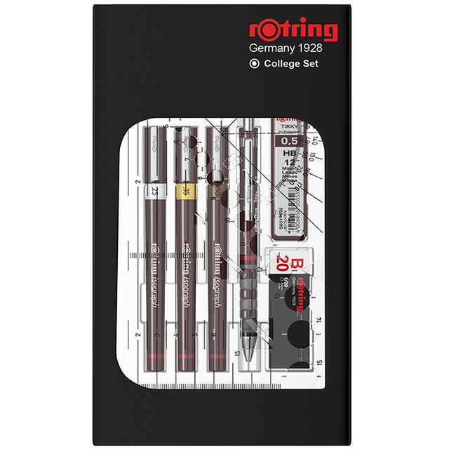 Tekenset rOtring Isograph college 0.25mm, 0.35mm en 0.5mm set à 3 stuk