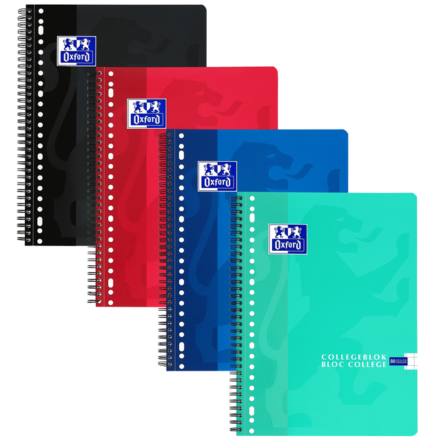 Oxford School A4+ Soft Card Cover Twin Wire 23 Holes Collegeblock 10mm Squared 160 Pages Assorted Scribzee® Compatibl