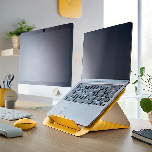 Laptopstandaard Leitz Ergo Cosy verstelbaar recyled geel