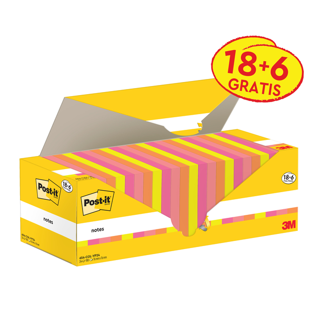 Memo pad 3M Post-it 654-COL 76x76mm color assorted value pack