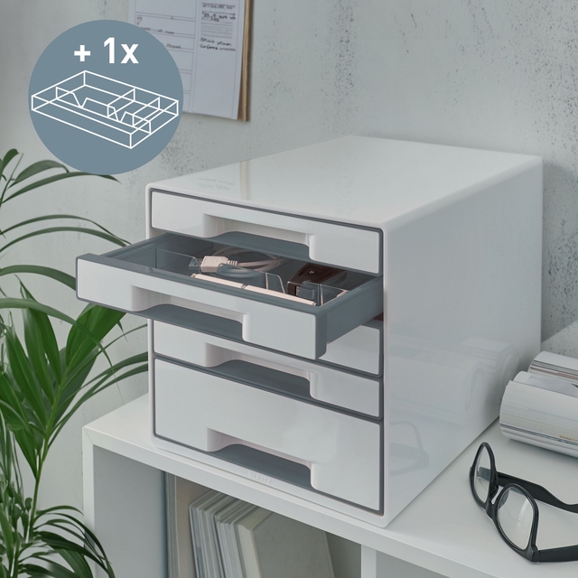 Drawer Cabinet Leitz WOW Cube A4 maxi 5 drawers white/grey