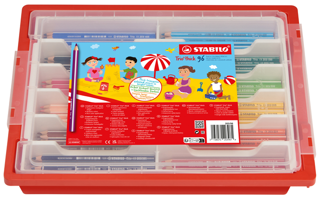Kleurpotloden STABILO 203 Trio dik assorti classpack à 96 stuk