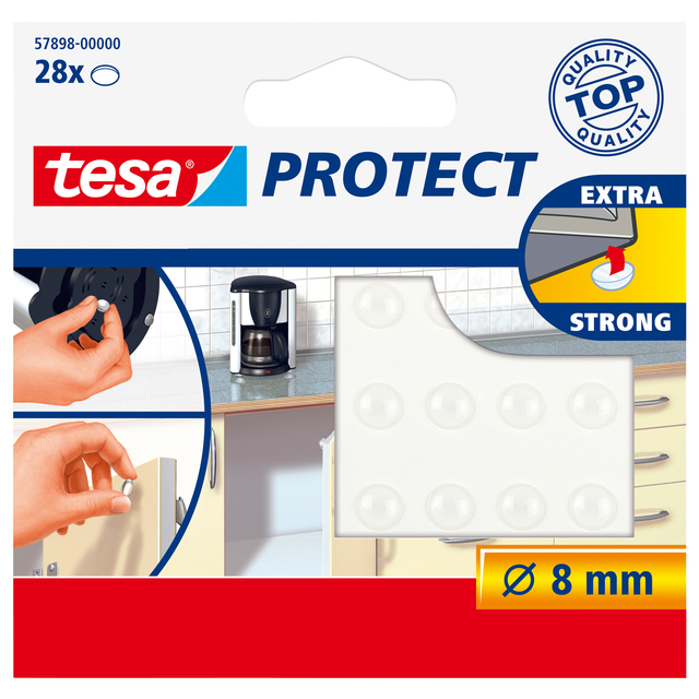 Anti-slip en geluiddempers tesa® Protect rond  Ø8mm transparant 28 stu